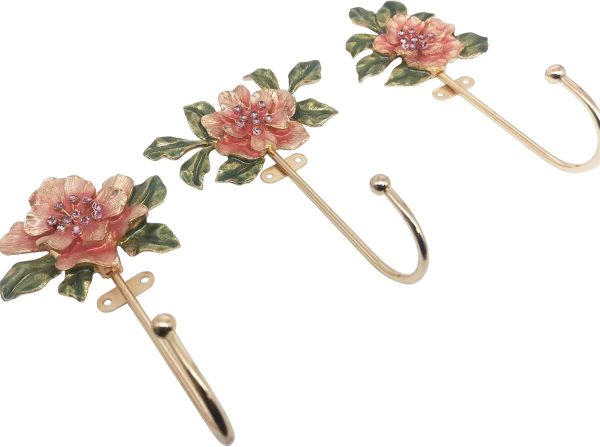 competitive pricing vintage flower shaped decorative wall hooks rack hangers for hanging clothes coats towels keys hats, 3 pack antique metal mounted wall hook one-stop wholesale