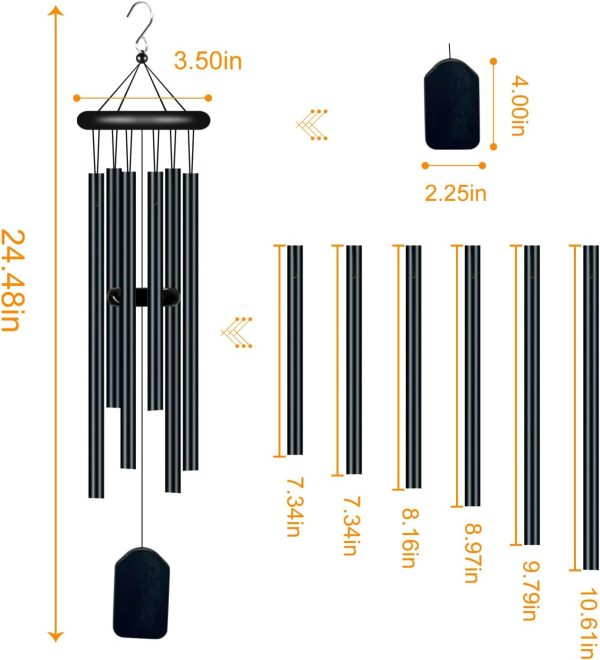 producer to buyer garden wind chimes with 6 aluminum alloy tubes and hook,memorial wind chimes for home decor garden patio outdoor discounted pricing