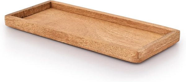 wholesale direct samhita mango wood serving platter with raised edge -set of 3 for display fruit snacks appetizer sushi food decorative (12" x 5" x 0.75") bulk purchase at factory prices