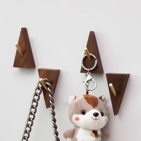 competitive pricing wall hooks decorative wooden coat hooks 2.95in height, small walnut wood and golden metal hooks for hanging hats towels robe clothes keys bags, adhesive or wall mounted, 4 pcs one-stop wholesale