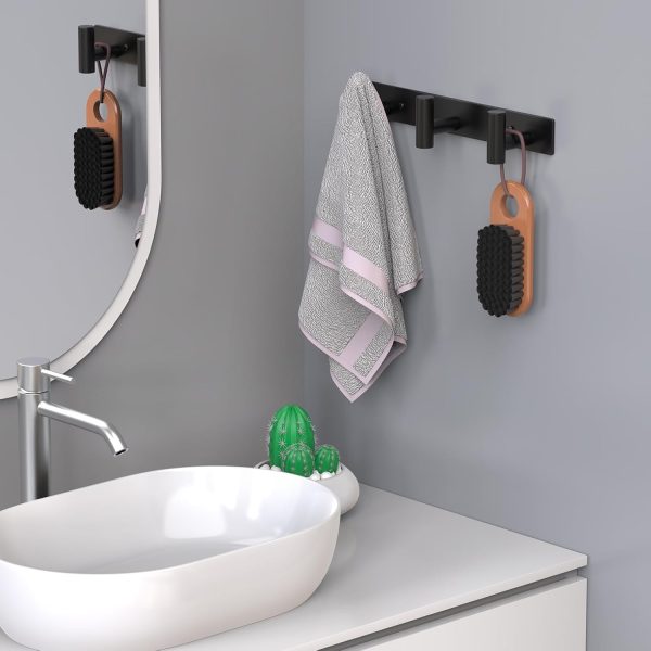 competitive pricing hufeeoh coat hooks wall mount, stainless steel 3 hooks towel hooks black t shaped coat hanger wall mount, heavy duty wall hooks purse rack for hanging one-stop wholesale
