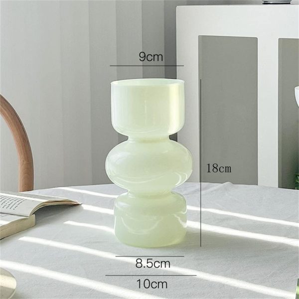 oem/odm services jspyfits glass hydroponic flower vase, 7 inches colored glass bubble vase for flower, three-layer glass funky vase for home/office/weddings/party table flower decor (milky green) affordable bulk deals