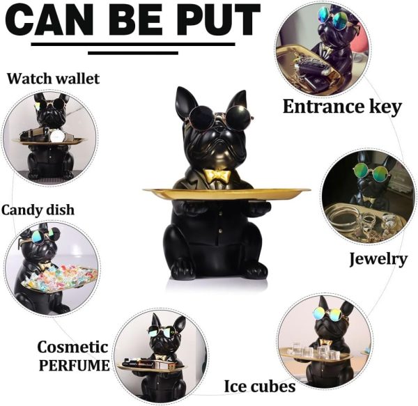 wholesale direct modern decor resin bulldog tray statue piggy bank tray storage entrance key holder candy jewelry earrings tray suitable for home decor modern art dining table decor office small object tray bulk purchase at factory prices