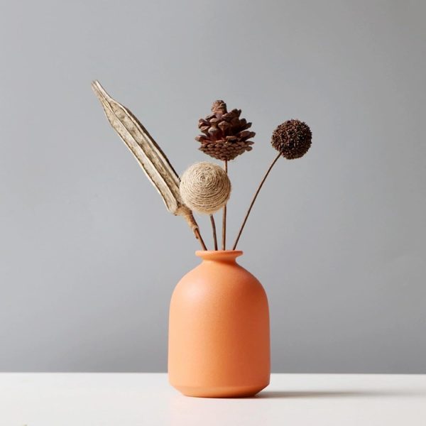oem/odm services small ceramic vase set of 4 for modern home decor minimalist bohemian,round matte vases for dried flowers&pampas grass ceramic decoration for office,shelf,living room,bedroom,entryway decor affordable bulk deals