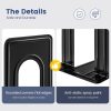 supplier direct happyhapi book ends, bookends, metal bookend for shelves, non-skid book end to hold books, black book stopper/holder for office home kitchen, 5.7x 4.9 x 6.5 in, 3 pair(6 pcs, large) wholesale prices