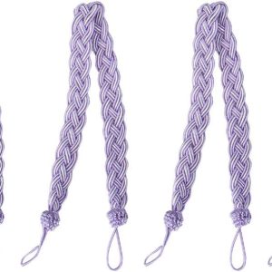 bulk purchase uxcell 4pcs curtain tiebacks, 58cm/23 braided drapery holdback holder decorative rope tie back, purple/silver factory discount