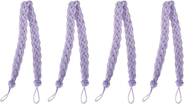 bulk purchase uxcell 4pcs curtain tiebacks, 58cm/23 braided drapery holdback holder decorative rope tie back, purple/silver factory discount