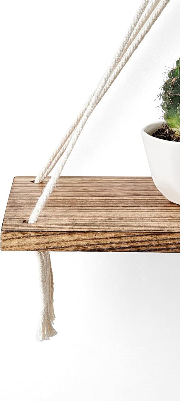 bulk purchase mkono macrame hanging shelves boho wall decor set of 2 rustic wood floating storage shelf for bedroom bathroom living room nursery dorm room, display shelving for hanging plants photos trade price