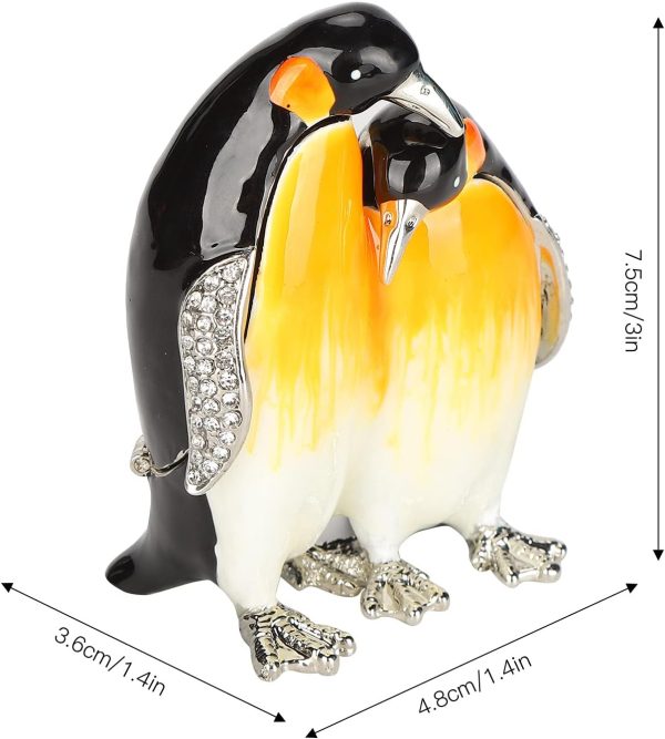 dropship from factory belupai penguins couple figurine decorative, penguins with hinged enameled jewelry box, jewelry box hinged trinket boxes for ornament desktop crafts collection decor mass production supply