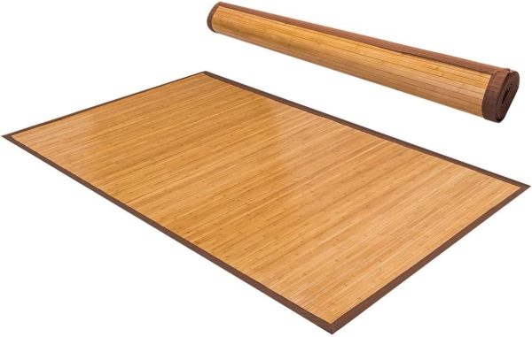 manufacturer direct happygrill bamboo area rug, 5' x 8' floor carpet, floor mat with anti-slip backing, easy care,indoor roll-up runner rug for bedroom, living room, entryway trade price