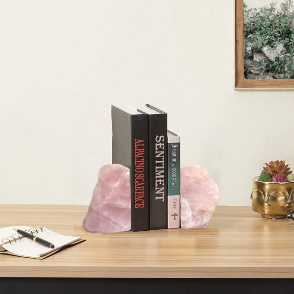 supplier direct rose quartz bookends pink crystal decorative book ends office home decor small 1 pair 2-3 lbs wholesale prices