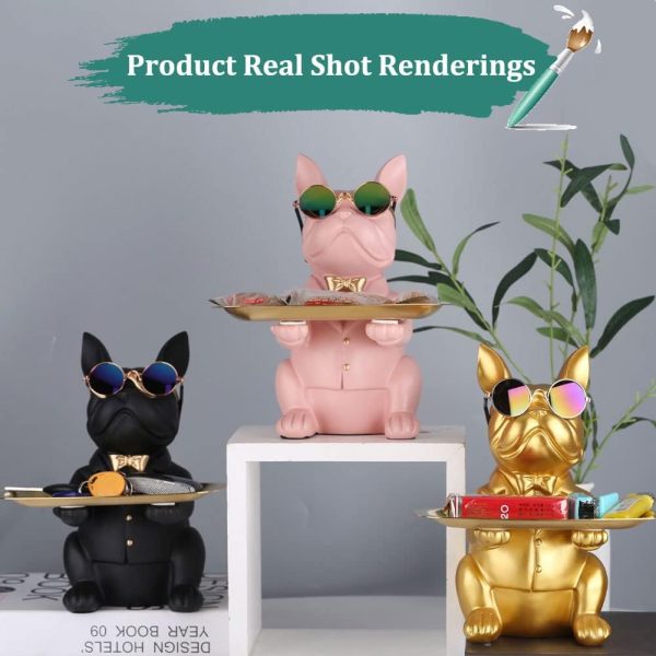wholesale direct modern decor resin bulldog tray statue piggy bank tray storage entrance key holder candy jewelry earrings tray suitable for home decor modern art dining table decor office small object tray bulk purchase at factory prices