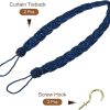 bulk purchase uxcell 2pcs curtain tiebacks, 58cm/23 braided drapery holdback holder decorative rope tie back with 2 metal hooks, navy blue factory discount