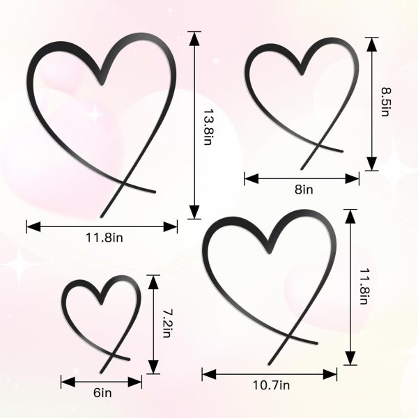 factory direct koyiltd 4 pcs metal heart wall art bedroom modern bedroom decor beautiful love heart wall decor metal wall decor above bed wall decor for valentine's day or christmas (black, romantic) volume discount