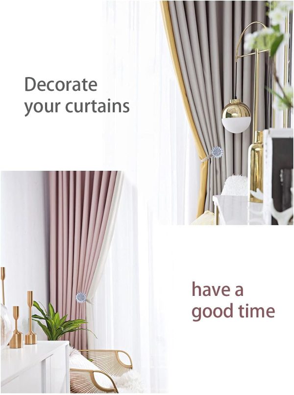 bulk purchase magnetic tiebacks for curtains, 2 pack sparkling crystal flower curtain tiebacks curtain buckle clips with high-elastic spring wire for home office decoration (white) factory discount