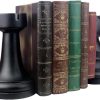 supplier direct decorative bookends chess bookends, black book ends heavy book supports, unique bookends decor for office home desk bookrack, 7"(l) x4(w) x7(h), 1pair/2piece wholesale prices