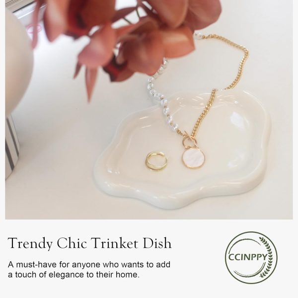 wholesale direct ceramic jewelry tray trinket dish, decorative cloud vanity key tray for women, ring holder dish, cute jewelry plate bowl room decor aesthetic, birthday, white bulk purchase at factory prices