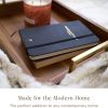 wholesale direct decorative acacia wood ottoman tray - coffee table tray - breakfast, party, drinks, snack, liquor serving platter - farmhouse to modern - brass handles (varnish) bulk purchase at factory prices