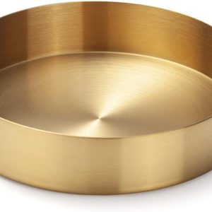 wholesale direct round gold tray stainless steel jewelry, make up, candle plate decorative tray (5.5 inches) bulk purchase at factory prices