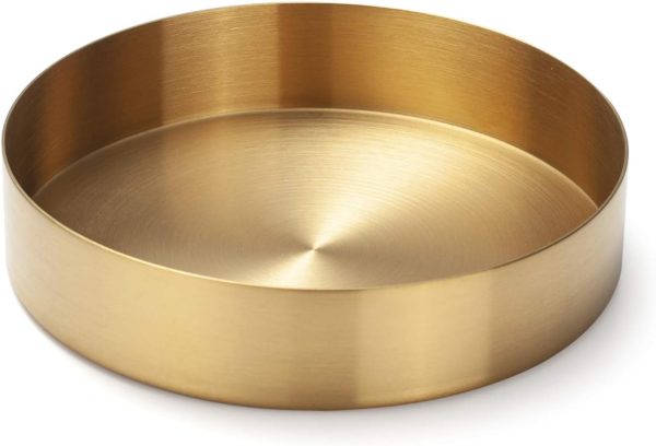 wholesale direct round gold tray stainless steel jewelry, make up, candle plate decorative tray (5.5 inches) bulk purchase at factory prices