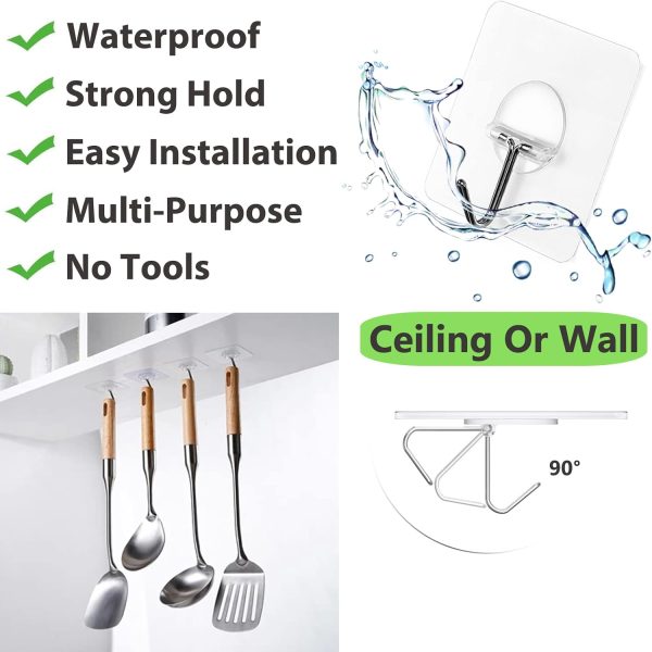 competitive pricing adhesive hooks for hanging heavy duty wall hooks self adhesive towel coat hooks waterproof transparent hooks for bathroom shower kitchen keys door outdoor home improvement utility hook 12 pack one-stop wholesale