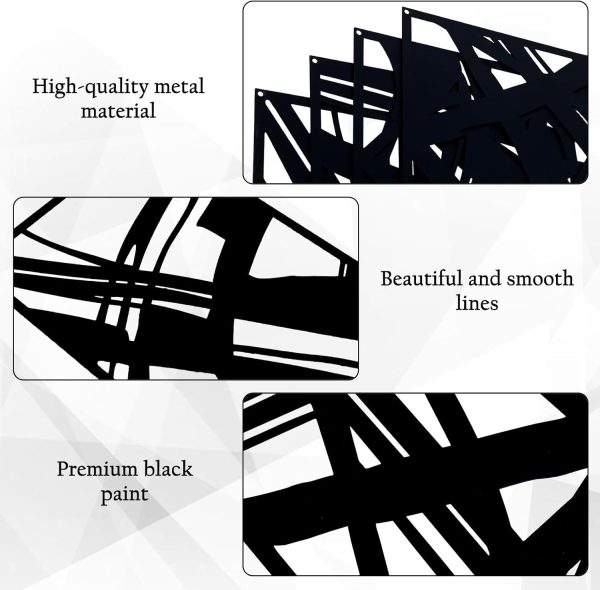 factory direct zzbakress 4 pieces abstract metal wall art, minimalist art decoration, paintings wall decor, 3d structure sculptures decor for living room bedroom bathroom office (black style 1) volume discount