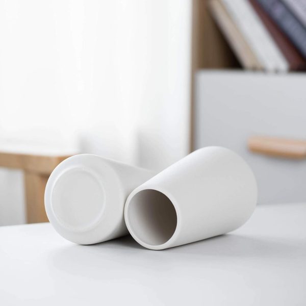 oem/odm services white vase - white ceramic vase, 6“ white flower vase, bright white not off white, boho vase for pampas grass, minimalist modern textured vase for home decor, table shelf living room farmhouse decor affordable bulk deals