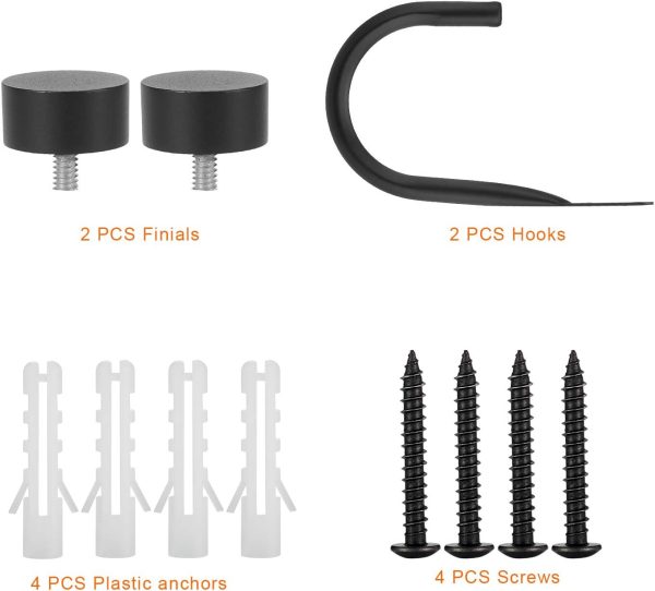 bulk purchase drapery holdback,quality metal decorative curtain holdbacks with zinc alloy cap finials,rust-proof, set of 2 window curtain holdbacks,matte black factory discount