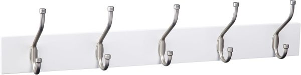 competitive pricing amazon basics rectangular wall-mounted farmhouse coat rack, 5 hooks, white one-stop wholesale