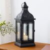 custom wholesale trirocks rustic style metal candle lantern 13'' high decorative outdoor lantern candle holder with tempered glass for christmas living room garden patio parties indoors outdoors (black) oem/odm services