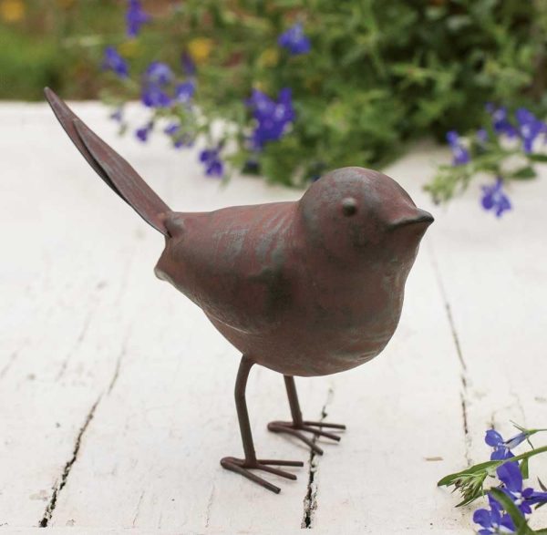 dropship from factory colonial tin works decorative small cute songbird song bird statue figurine home décor, 5.5" x 4" x 2", rust/brown (ser of 1) mass production supply