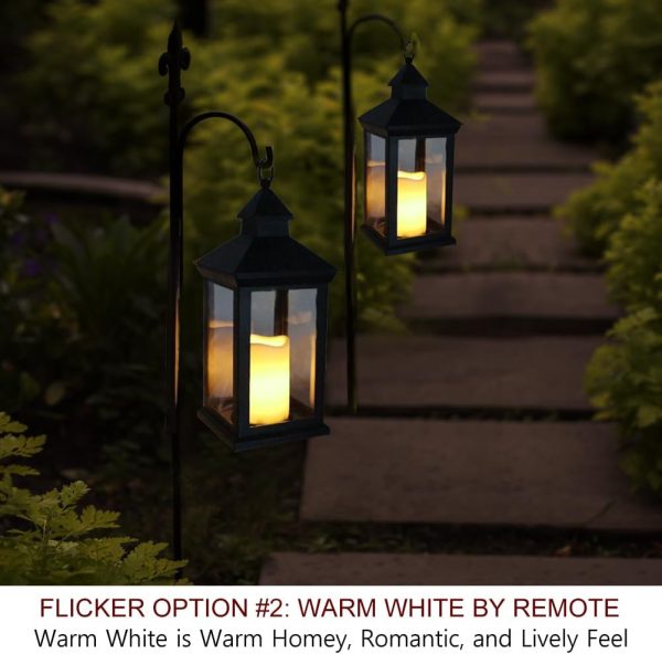 custom wholesale bright zeal 2-pack 14" candle lanterns outdoor waterproof decorative lights with timer remote - decorative indoor led lanterns battery operated black lanterns -cool white vintage lantern outdoor decor oem/odm services
