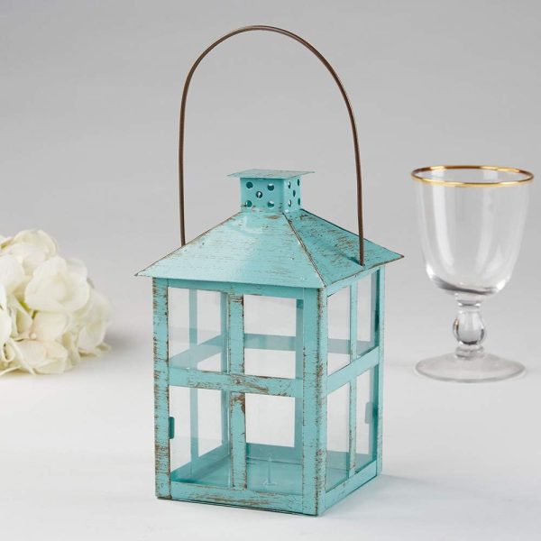 custom wholesale kate aspen vintage blue distressed large rustic lantern, 7.5 inch oem/odm services