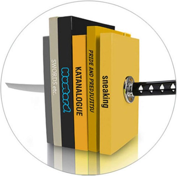 supplier direct book ends decorative, modern metal funny unique black dvd bookends for shelves, katana book stopper holder for office home, desk gifts book stands for men and book lovers wholesale prices