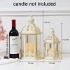 custom wholesale lanterns decorative outdoor&indoor, set of 2 (15"&11") beige metal lantern decor with glass, candle holder for porch, patio, garden, fall, wedding, christmas, table centerpiece oem/odm services