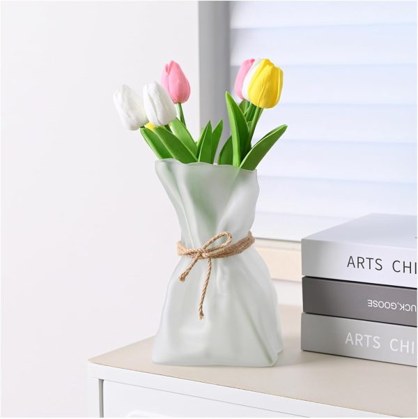 oem/odm services kaitnax glass vase irregular shaped flower vase art decorative flower vase for wedding, dinning, bookshelf, home decoration or gift white affordable bulk deals