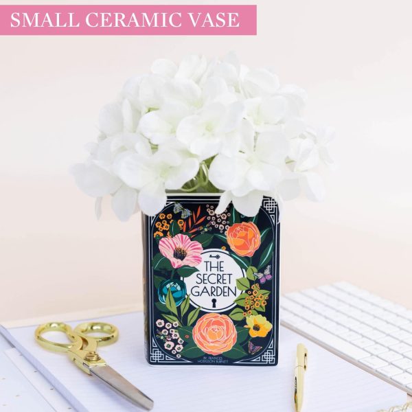 oem/odm services steel mill & co original book-shaped decorative vase, ceramic vases for home decor, cute bookshelf decor, unique vase for book lovers (small - secret garden) affordable bulk deals