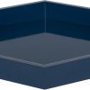 wholesale direct kate and laurel lipton hexagon decorative tray with polished metal handles, navy blue and gold bulk purchase at factory prices