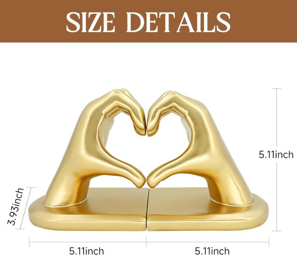 supplier direct moyi decorative book ends,taylor heart hands decor bookends, unique office desk indoor home decor book holder ornaments for living room,bedroom,office room-gold wholesale prices