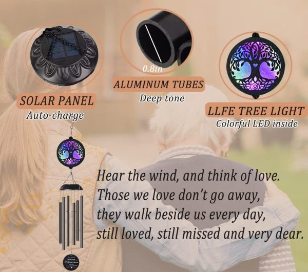 producer to buyer solar tree of life wind chimes, memorial gift for mom, wind chimes for outside, sympathy wind chimes for loss of loved one, condolence gift, outdoor garden decor discounted pricing