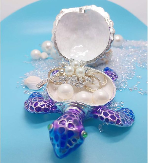 dropship from factory yu feng sea turtle figurine trinket boxes hinged collectible crystal bejeweled decorative turtle animal jewelry holder box(purple) mass production supply