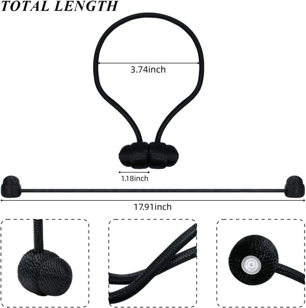 bulk purchase tifanso black magnetic curtain tiebacks - 4pcs curtain tie backs for curtains, decorative curtain ties holdbacks for drapes, boho drapery tiebacks, no drill curtain hooks for bedroom, farmhouse decor factory discount