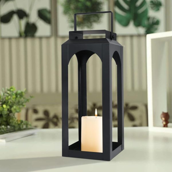 custom wholesale decorative candle lantern 12.7" high, medium hanging candle lanterns decorative indoor & outdoor, black vintage metal lantern holders for porch, wedding party, halloween, christmas decorations oem/odm services