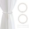 bulk purchase auleep magnetic curtain tiebacks, 2 pack pearl curtain holdbacks curtain holders with double elastic cord drapes modern curtain ties for home, office, window decoration(white) factory discount