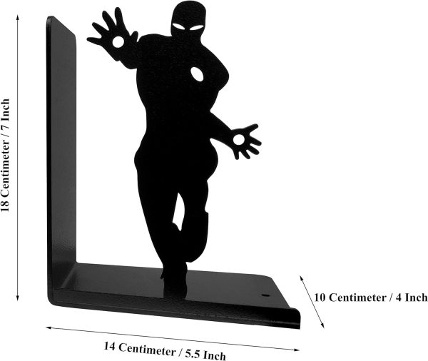 supplier direct superhero bookends | decorative bookends for shelves | non-skid book holders for shelves, table | unique home/office decor | heavy bookends| metal book ends| 7x5.5x4 inches each wholesale prices