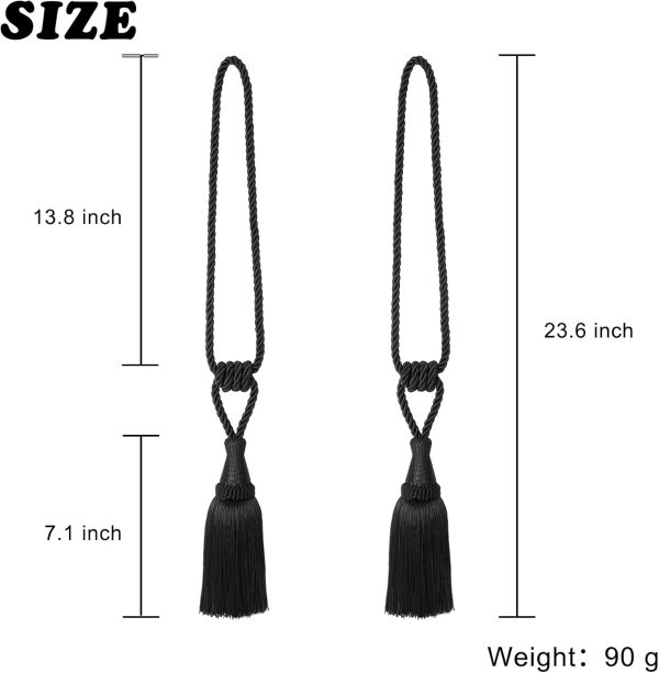 bulk purchase bel avenir curtain tiebacks handmade holdbacks for curtains drape decorative tie backs with tassels(black, 2 pack) factory discount