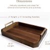 wholesale direct decorative acacia wood ottoman tray - coffee table tray - breakfast, party, drinks, snack, liquor serving platter - farmhouse to modern - brass handles (varnish) bulk purchase at factory prices