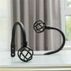 bulk purchase handmade metal curtain holdbacks 2pcs, decoration matt black curtain tie back hooks for wall, heavy duty side holders tiebacks accessories for drapes drapery window factory discount