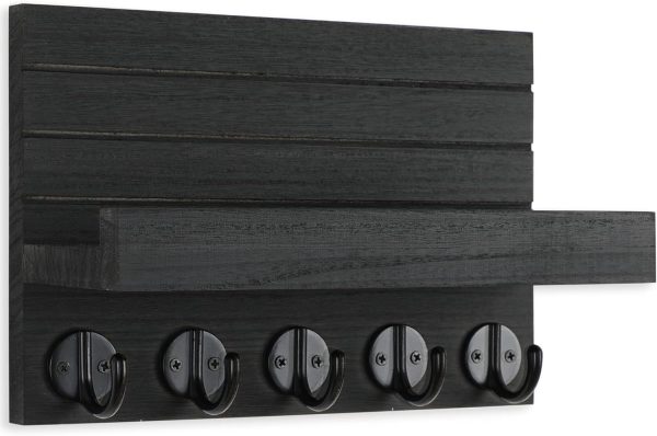 bulk purchase key holder for wall, decorative key and mail holder with shelf has large hooks for bags, coats, umbrella – paulownia wood key hanger with mounting hardware (9.8”w x 6.7”h x 4.2”d) trade price