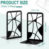 supplier direct sayglossy 3 pairs metal bookends for shelves decorative tree book holder leaf bookends geometrical art design book stopper for book divider holder home office (black,geometrical) wholesale prices